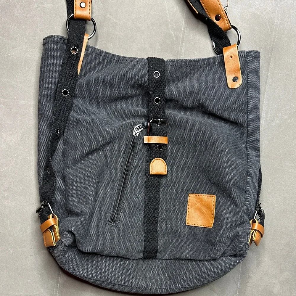 Convertible‎ Shoulder Backpack Bag Charcoal Gray